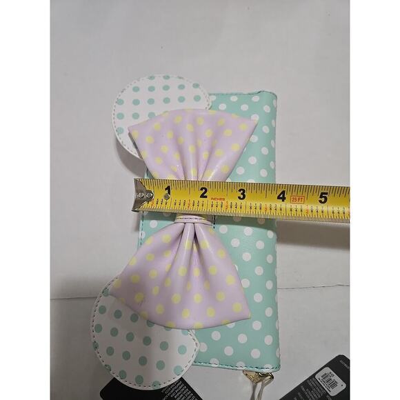 Loungefly Disney Minnie Mouse Polka Dot Wallet Pastel Zip Around With Bow Accent - Picture 6 of 11